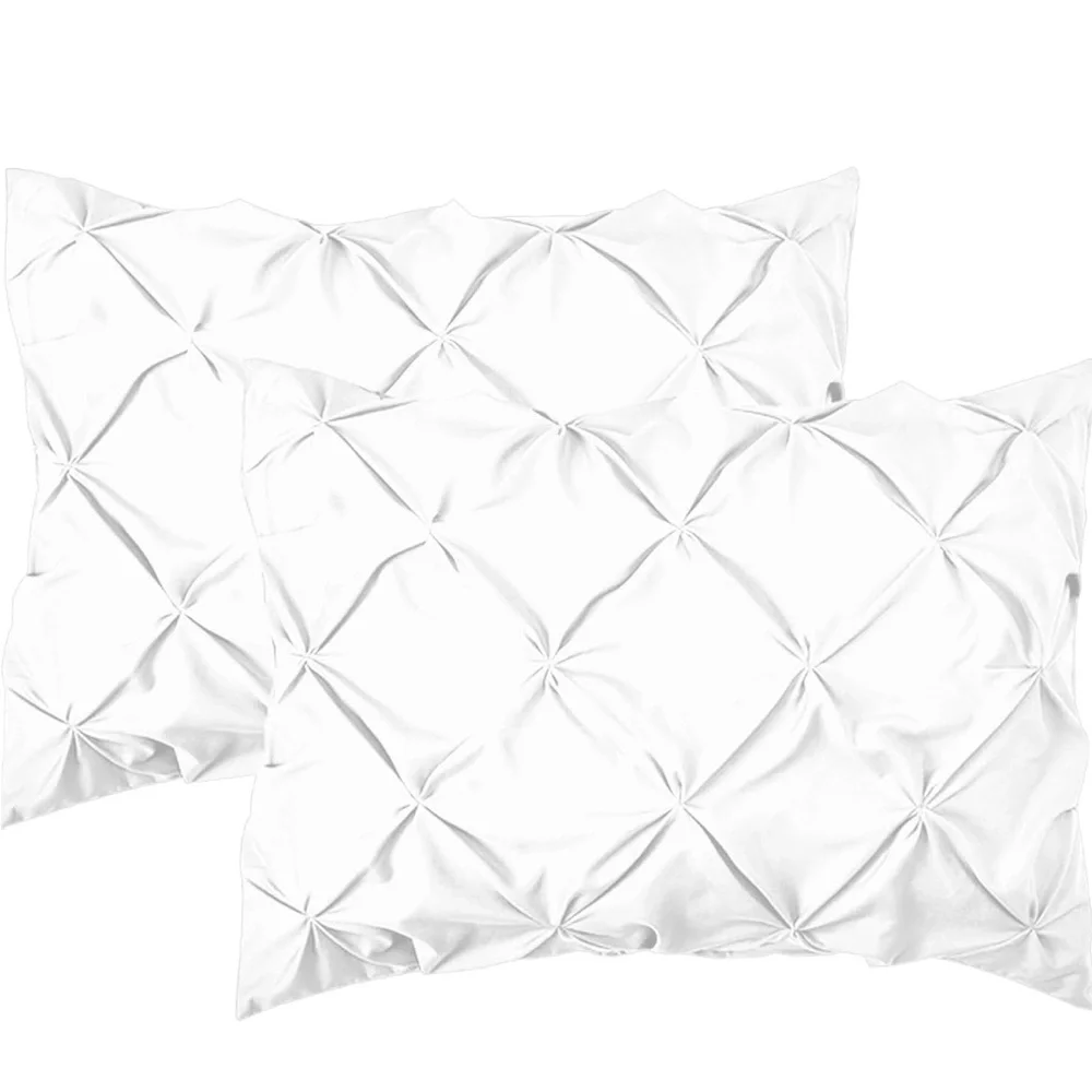 Luxury White Pinch-Pleated Pillow Shams (Set of 2)